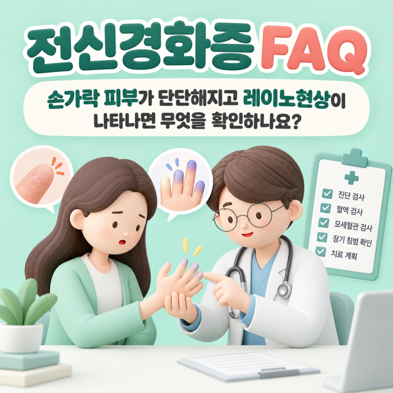 전신경화증 FAQ｜손가락 피부가 단단해지고 레이노현상이 나타나면 무엇을 확인하나요?