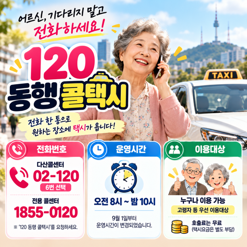 서울 동행 콜택시 전화로 부르는방법 | 어르신 앱 없이 이용하는 방법