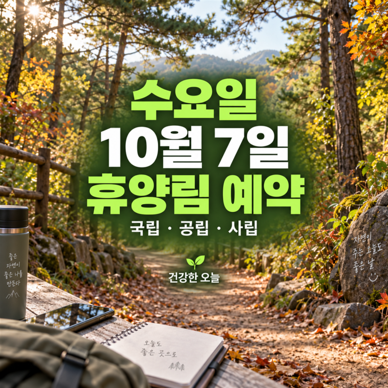 10월 7일 수요일 휴양림 예약, 국립·공립·사립 어디가 열릴까요?