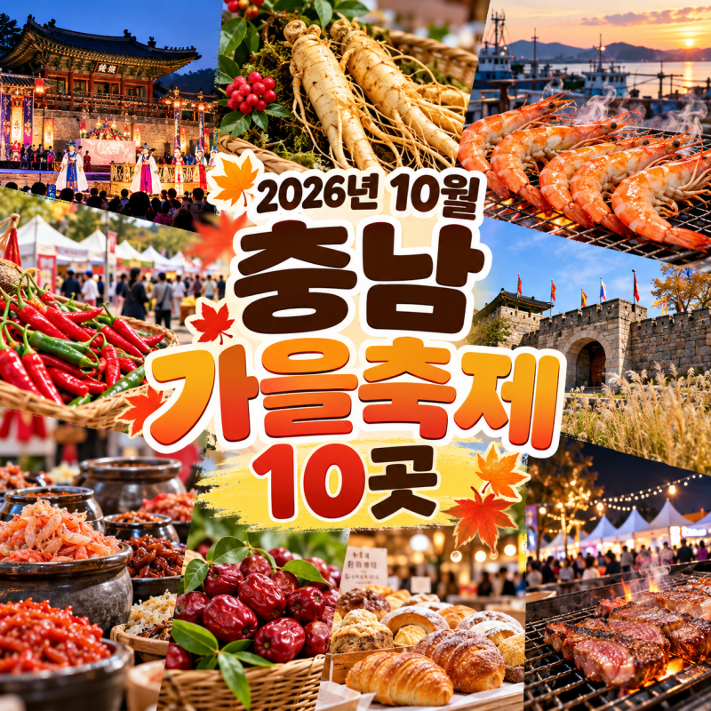 2026년 10월 충남 가을축제 10곳 총정리, 가을가볼만한곳, 아이와 또는 가족들과 함께해요~!