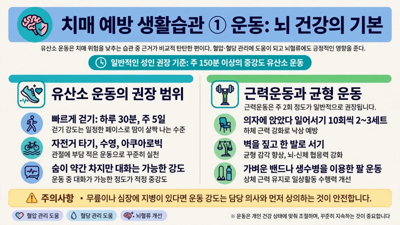 60대 치매 예방 생활습관 : 운동·식사·수면·사회활동 4가지로 돌아보기