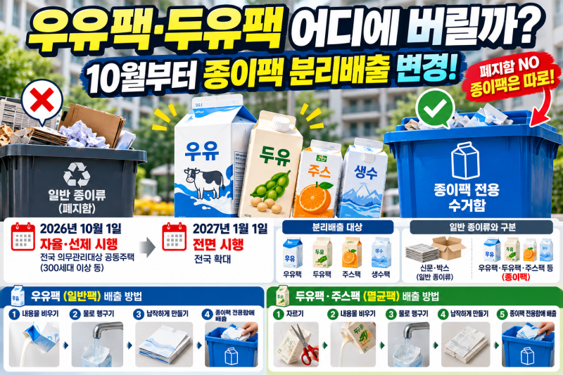 우유팩·두유팩 어디에 버릴까?｜10월부터 종이팩 분리배출 방법 달라집니다
