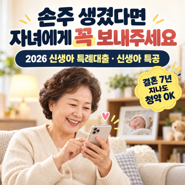 손주 봤다면 자녀에게 이것부터 보내주세요…2026 신생아 특례대출·신생아 특공 총정리