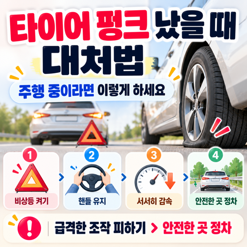 타이어 펑크 났을 때 대처법｜주행 중이라면 이렇게 하세요