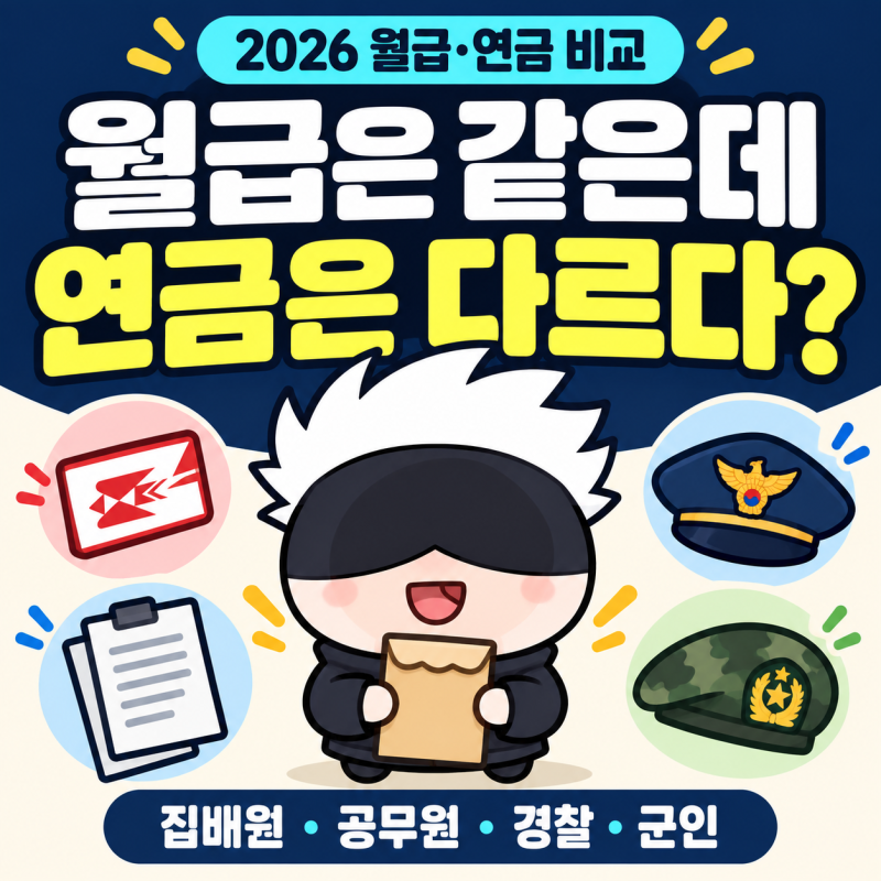 집배원·공무원·경찰·군인, 월급은 같은데 연금은 다르다? 2026 봉급·호봉 비교