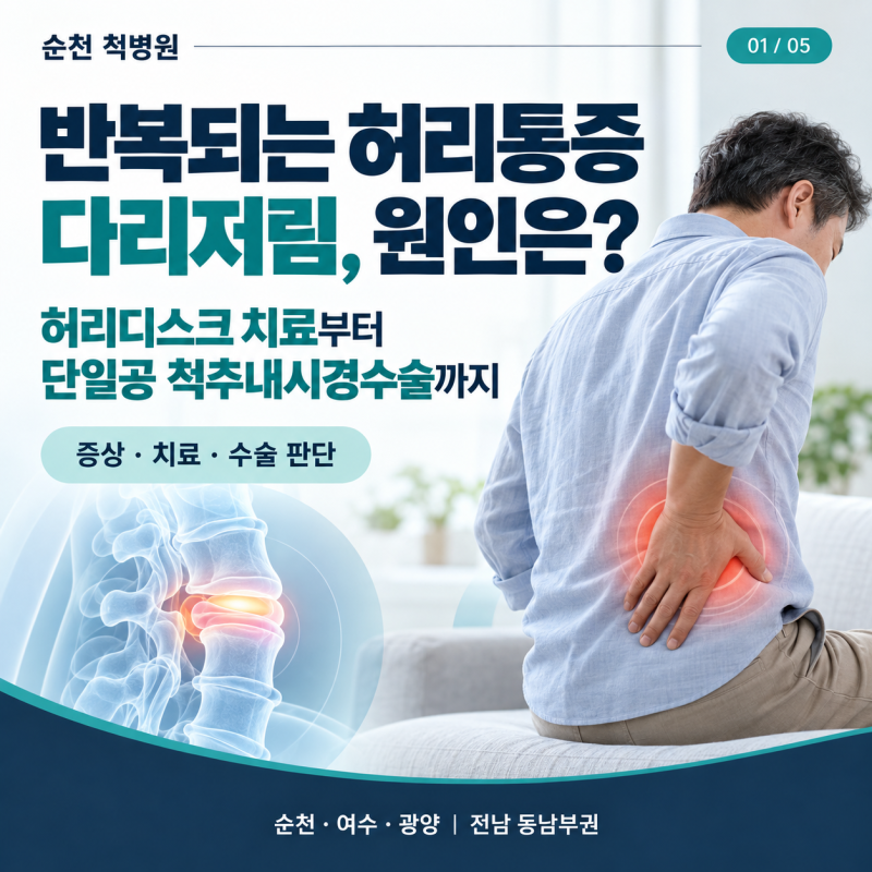[순천신경외과] 허리 뻐근하고 다리가 저릿, 허리디스크 수술이 필요한 경우는?