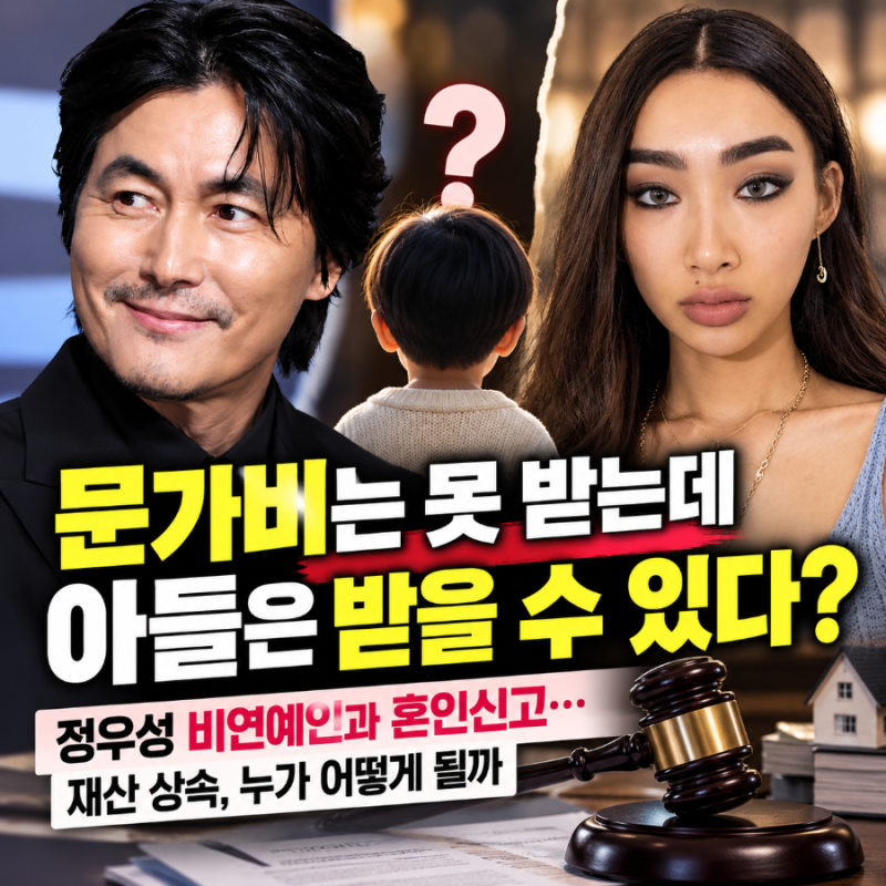 비연예인 아내 생긴 정우성…문가비 아들 상속 따져보니 의외였다.
