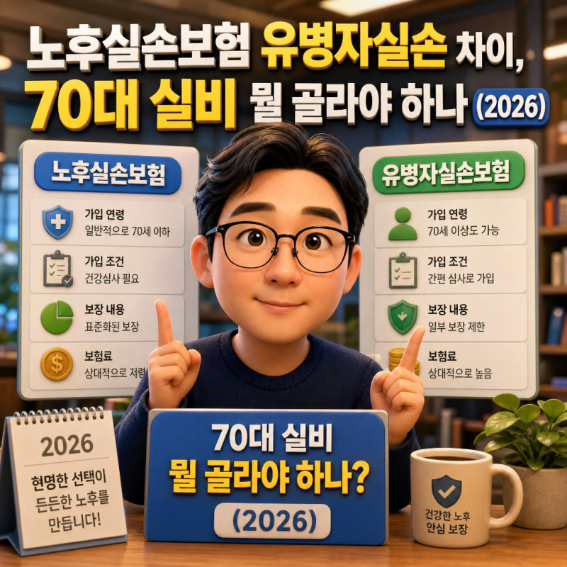 노후실손보험 유병자실손 차이, 70대 실비 뭘 골라야 하나 (2026)