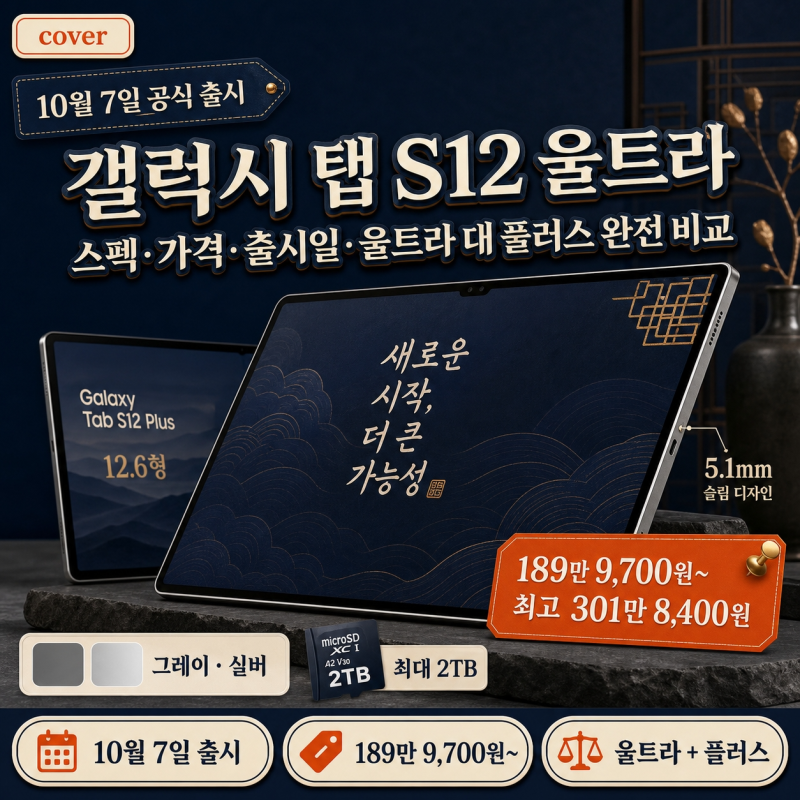 갤럭시 탭 S12 울트라 스펙·가격·출시일 총정리! 플러스 모델과 차이점 완벽 비교