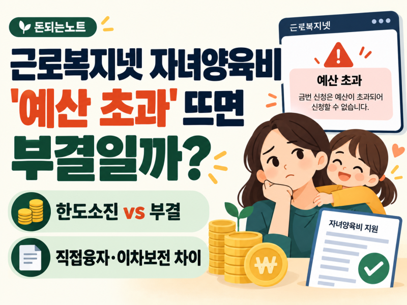 근로복지넷 자녀양육비 ‘예산 초과’ 뜨면 부결일까?｜한도소진·직접융자·이차보전 차이 ....