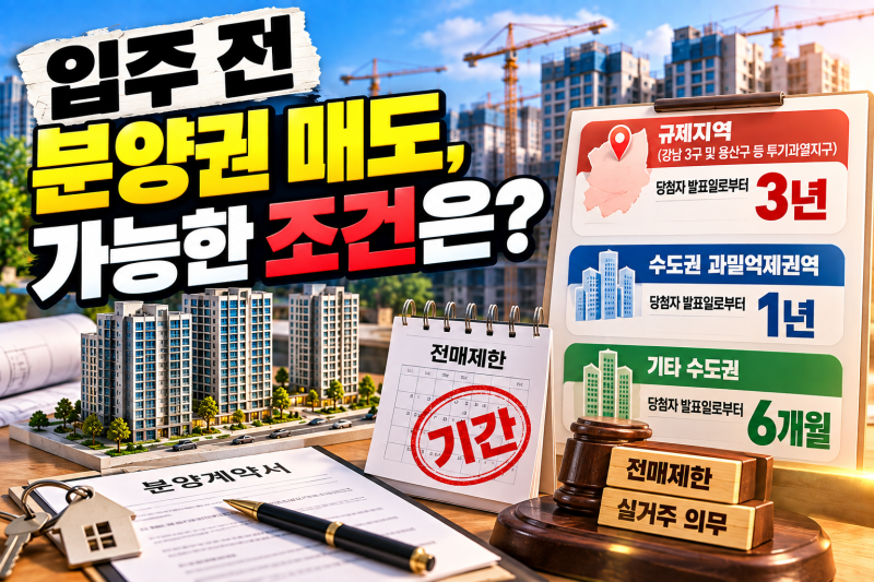 입주 전 분양아파트, 매도가 가능한 조건은 무엇일까?