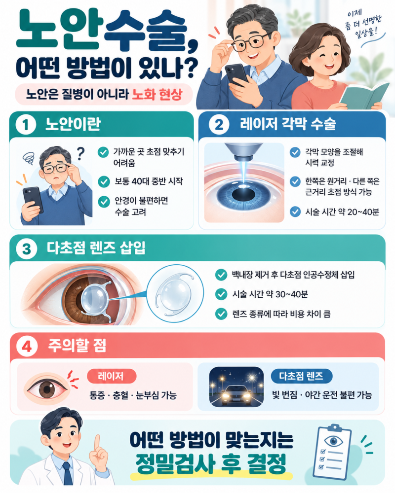 노안수술 비용 서울 안과 의원 20곳, 렌즈 가격이 70만 원부터 580만 원까지 갈렸습니다