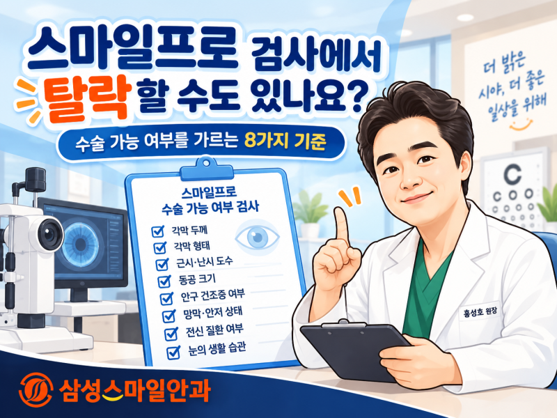 대전스마일라식,프로 검사에서 탈락할 수도 있나요? 수술 가능 여부를 가르는 8가지 기준