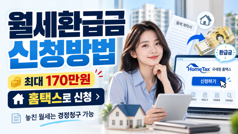 월세환급금 신청방법 총정리, 최대 170만원? 홈택스에서 놓친 월세 돌려받는 법