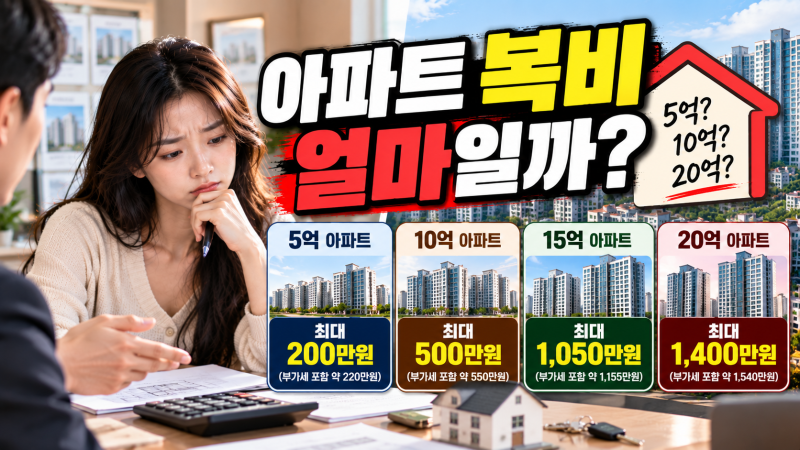 아파트 복비 얼마일까? 5억·10억·15억·20억 집 살 때 중개수수료 계산