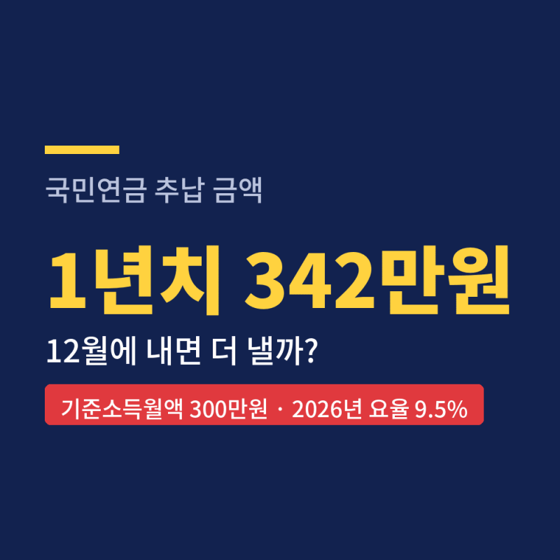 국민연금 추납 금액, 1년치 얼마 낼까
