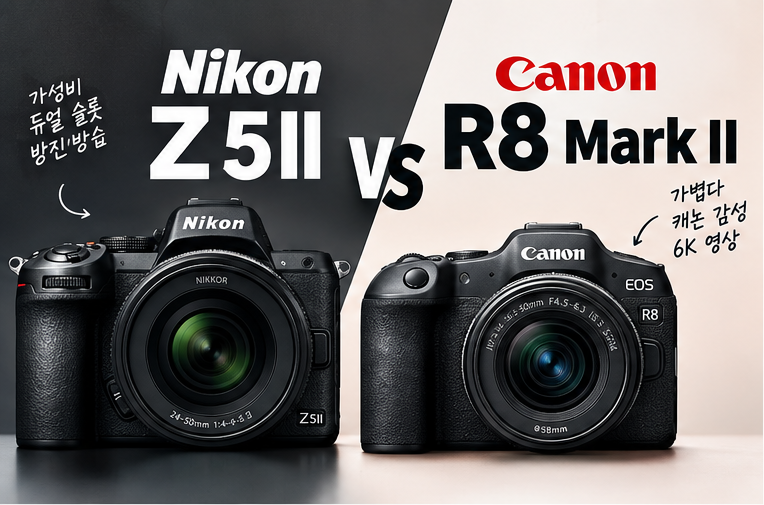 니콘 Z5II vs 캐논 R8 Mark II: 33만 원 차이? 선택시 살펴보면 좋은 포인트