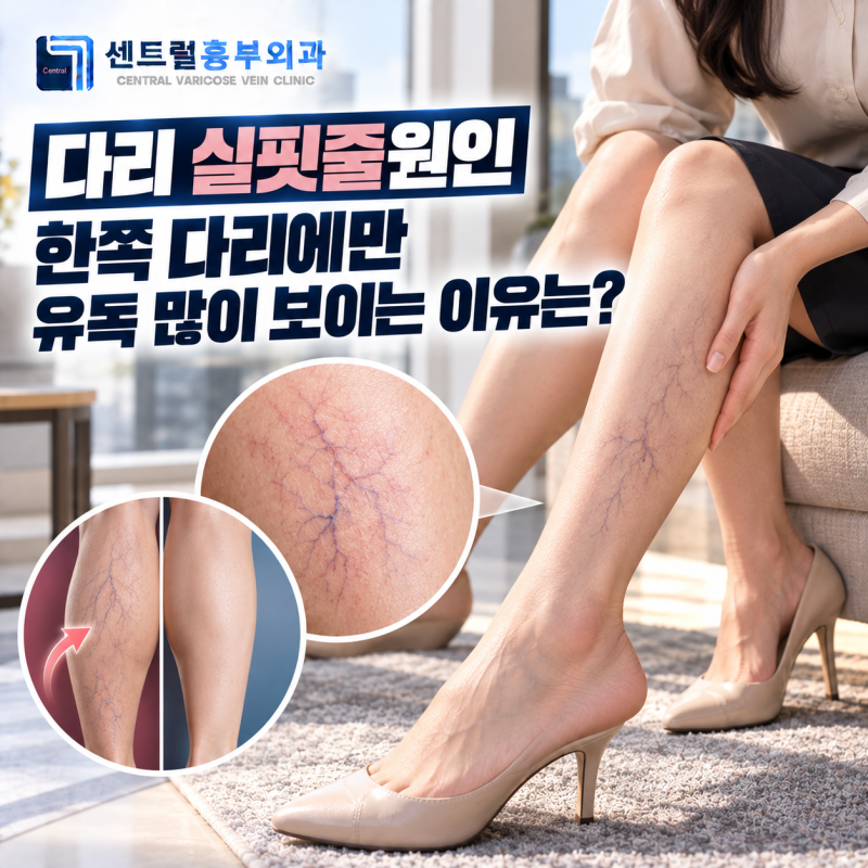 다리 실핏줄원인 한쪽 다리에만 유독 많이 보이는 이유는?