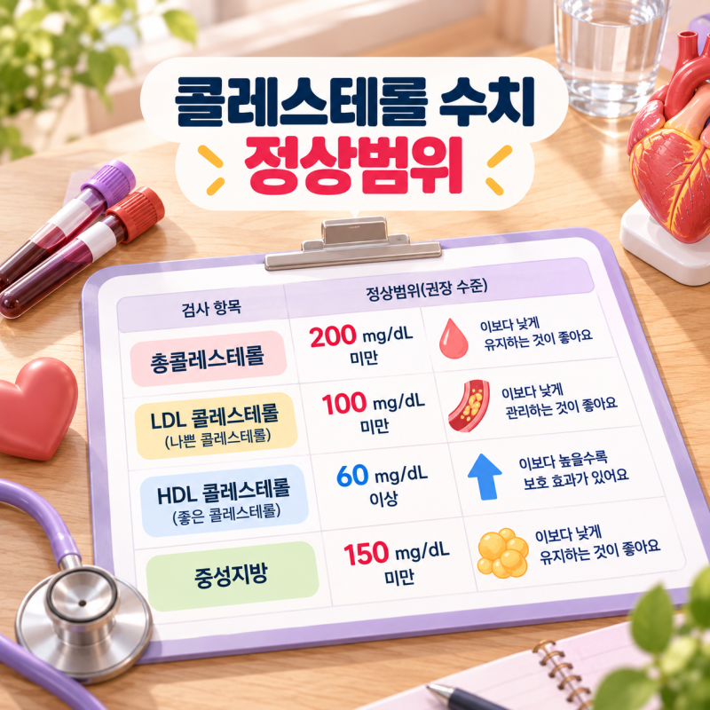 콜레스테롤 수치 정상범위 총정리, LDL·HDL·중성지방 기준 보는 법