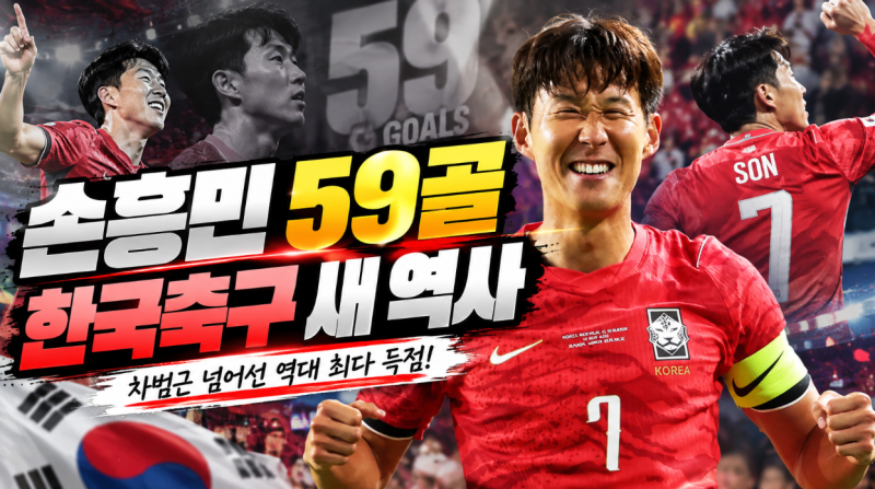 손흥민이 결국 새 역사를 썼다…A매치 59골로 한국 남자축구 최다 득점 1위