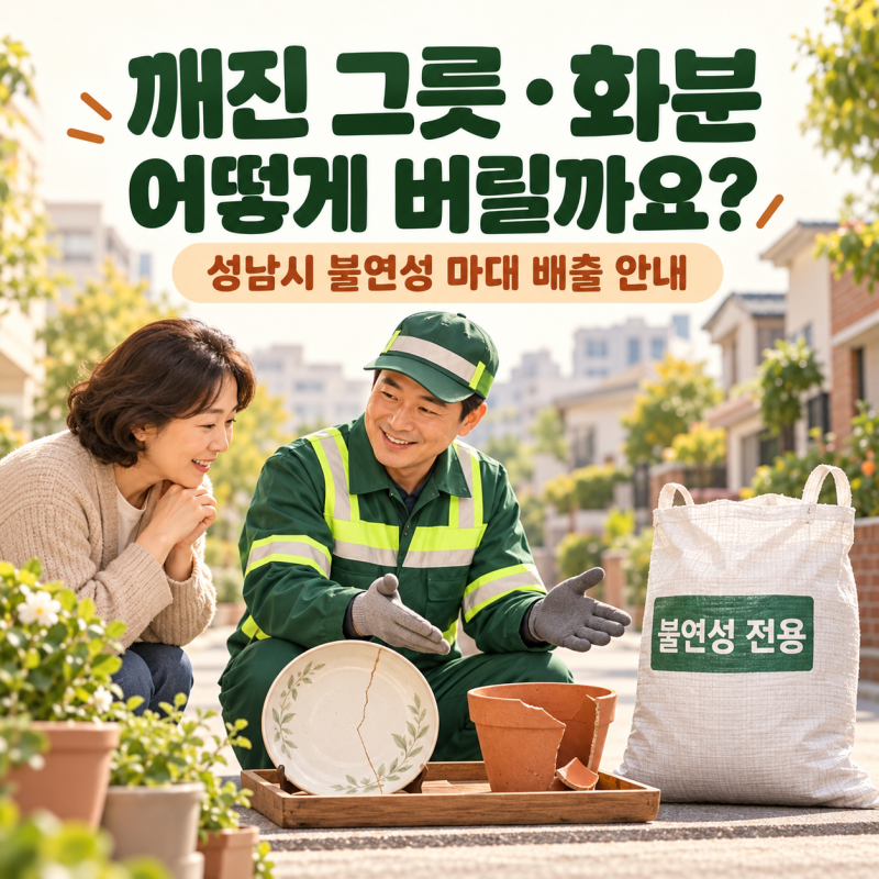 깨진 그릇·화분은 어떻게 버릴까? 성남시 불연성 마대 배출 안내