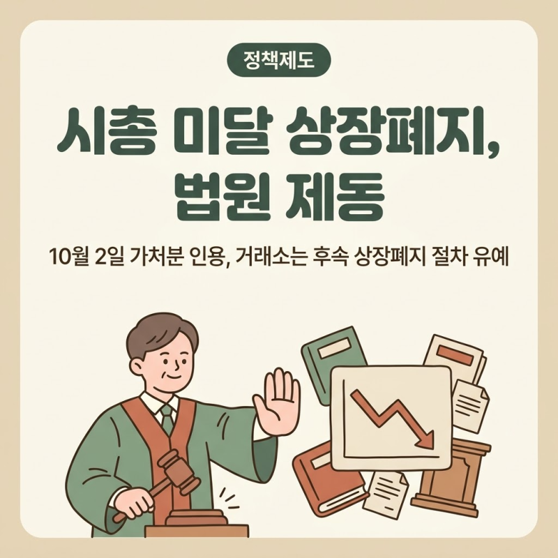 시총 미달 상장폐지, 법원 제동에 절차 중단…거래소 입장과 제도 재검토 쟁점 정리
