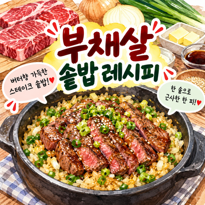 부채살 솥밥 레시피, 버터향 가득한 촉촉한 스테이크 솥밥