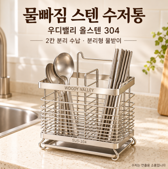 물빠짐 스텐 수저통 우디밸리 올스텐 304 물빠짐 2구 수저통 세척과 관리 포인트