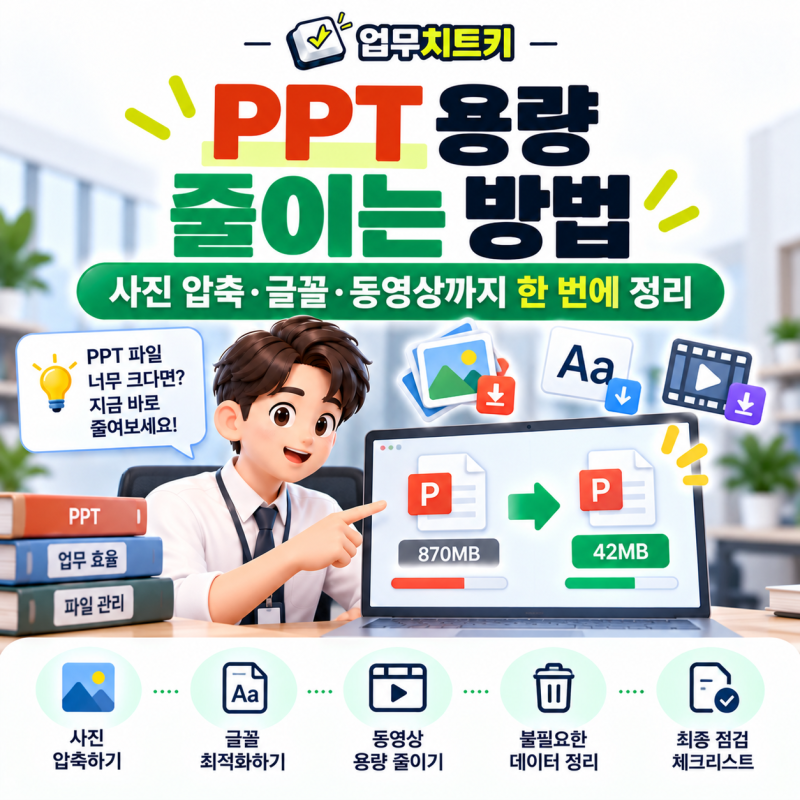 PPT 용량 줄이는 방법｜사진 압축·글꼴·동영상까지 한 번에 정리