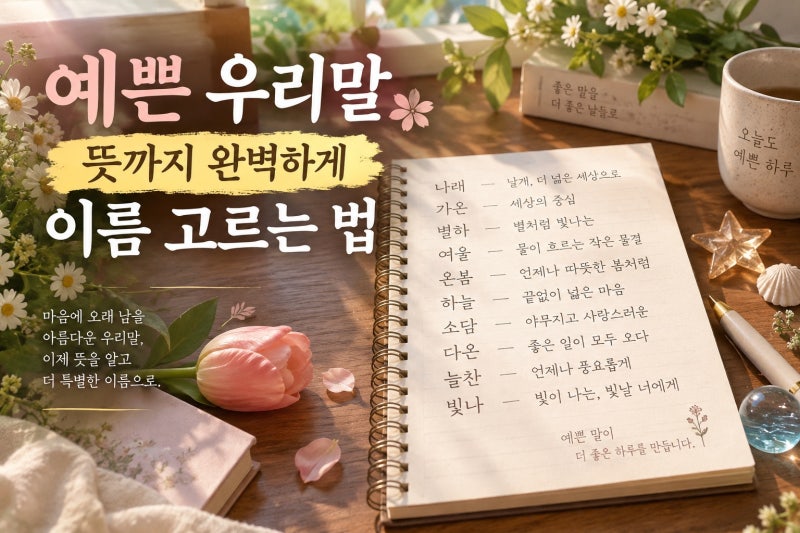 예쁜 순우리말 단어 30가지, 이름·닉네임으로 쓰기 전 꼭 알아둘 뜻과 구별법
