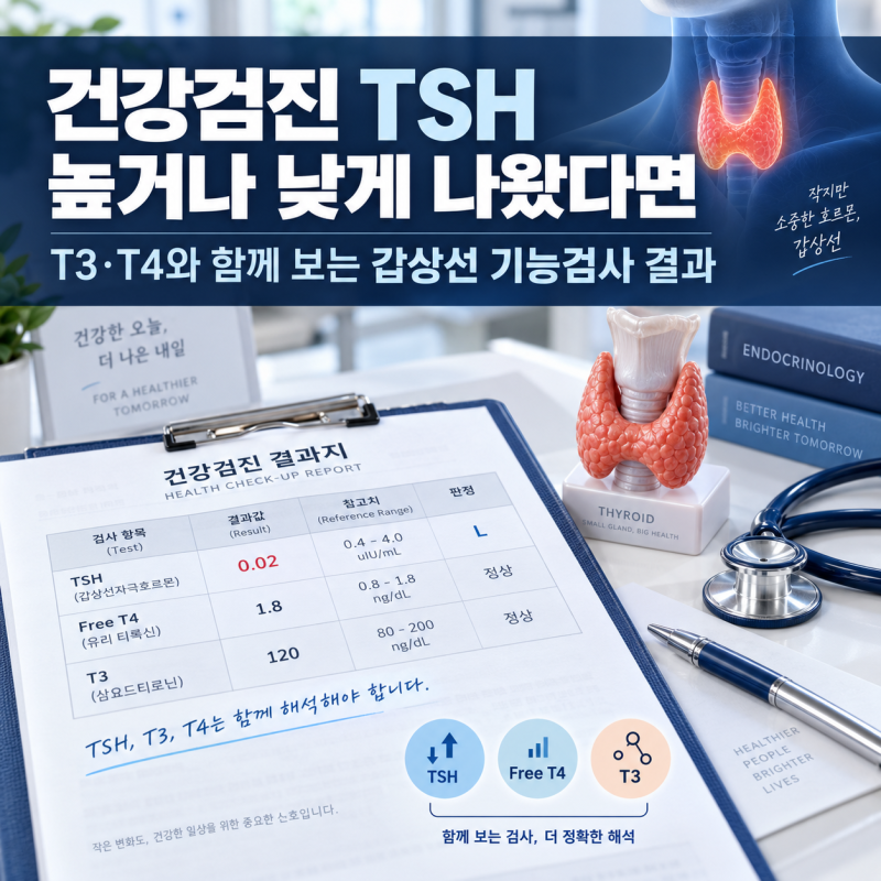 건강검진 TSH 높거나 낮게 나왔다면｜T3·T4와 함께 보는 갑상선 기능검사 결과