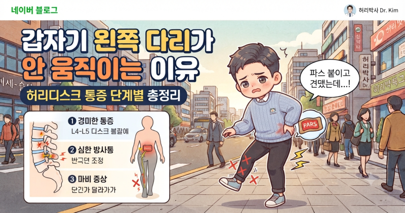 [허리디스크]"파스 붙이고 견뎠는데..." 갑자기 왼쪽 다리가 안 움직이는 이유 (허리디스크 통....