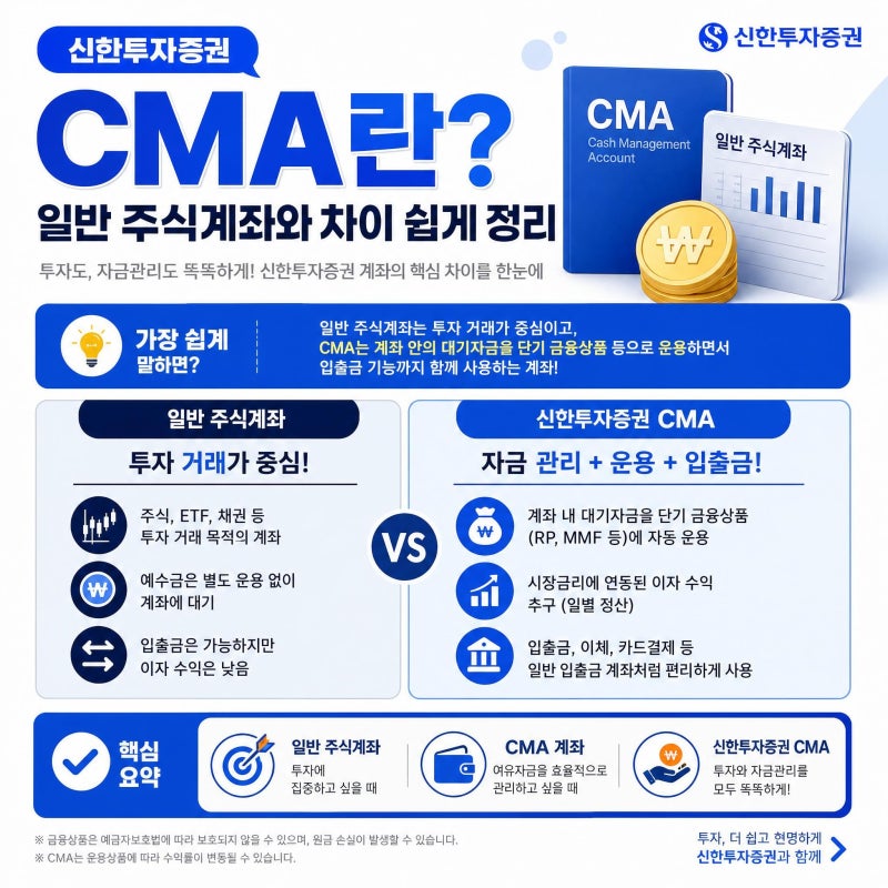 신한투자증권 CMA란? 일반 주식계좌와 차이 쉽게 정리
