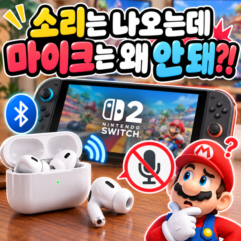 Switch 2 블루투스 이어폰 연결했는데 마이크가 안 된다? 고장이 아니라 원래 안 됩니다