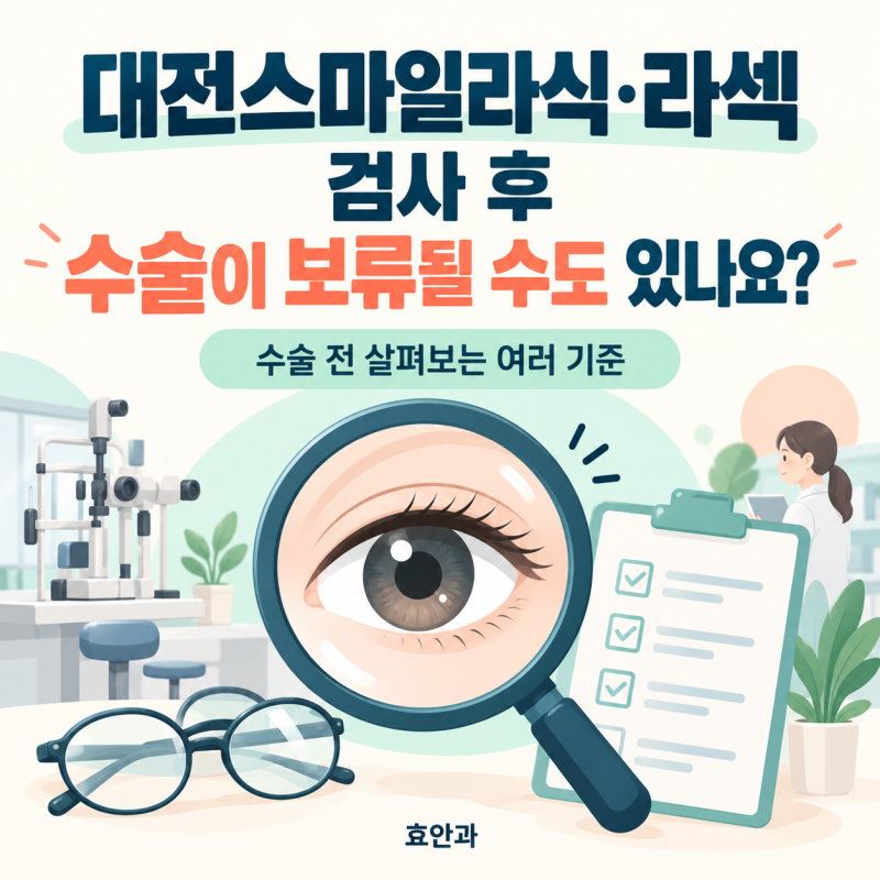 대전스마일라식, 라섹 검진에서 제외될 수도 있나요? 수술 진행 여부를 가르는 여러가지 기....
