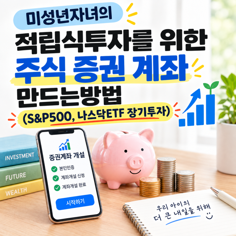 미성년자녀 주식 증권계좌 개설방법과 미국ETF 적립식 장기투자하기