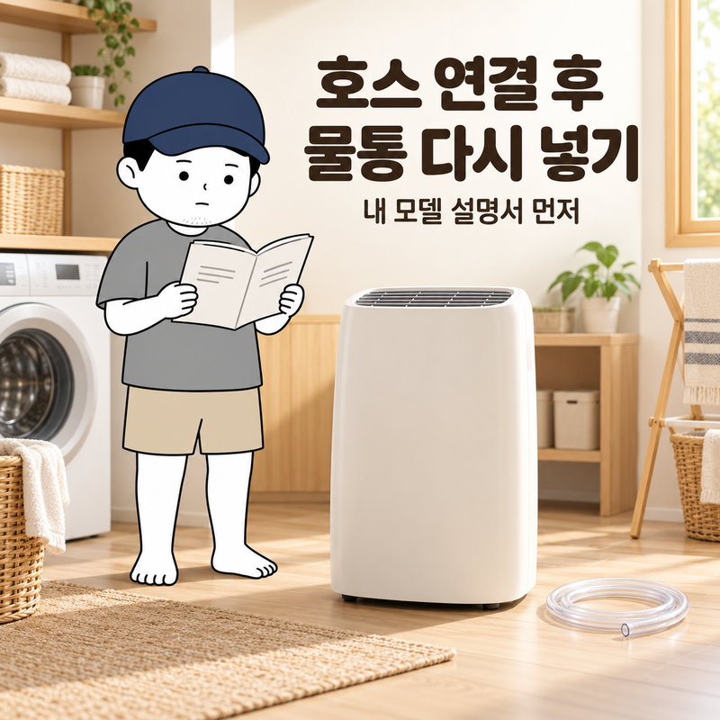 LG 제습기 연속배수, 호스를 꽂아도 물통은 다시 넣어야 할까요