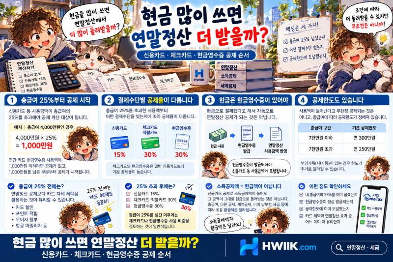 현금 많이 쓰면 연말정산 더 받을까?｜신용카드·체크카드·현금영수증 공제 순서