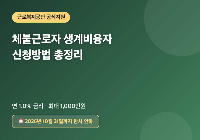 체불근로자 생계비융자 신청방법, 연 1% 금리 10월 31일 마감 총정리