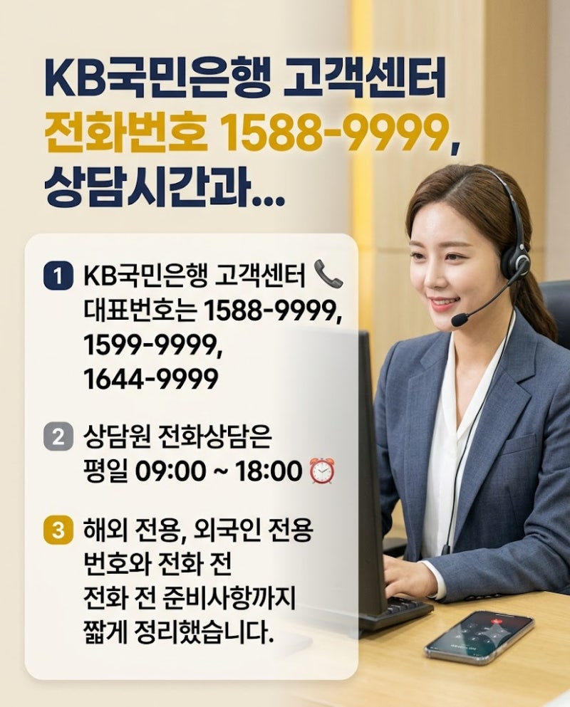 KB국민은행 고객센터 번호 상담시간과 상담원 연결 방법 총정리