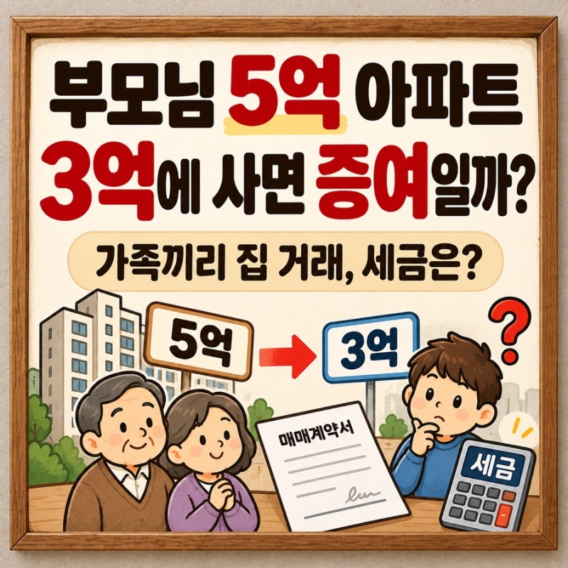 부모님 5억 아파트를 3억에 사면 2억 증여일까?