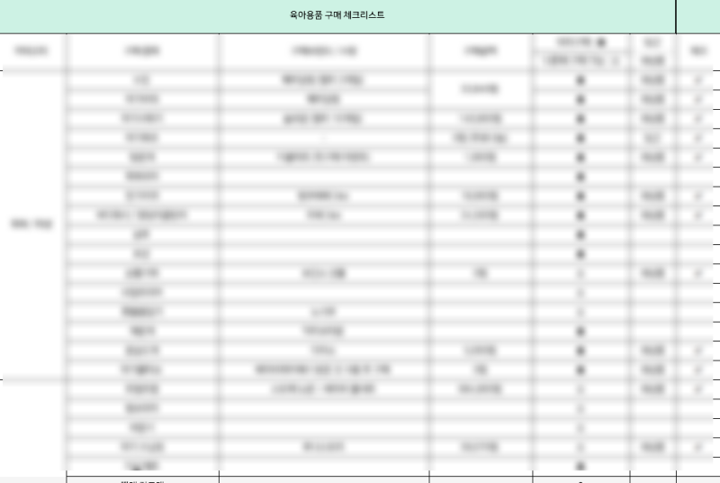 출산준비물 리스트 엑셀 무료 공유｜신생아 육아용품 체크리스트