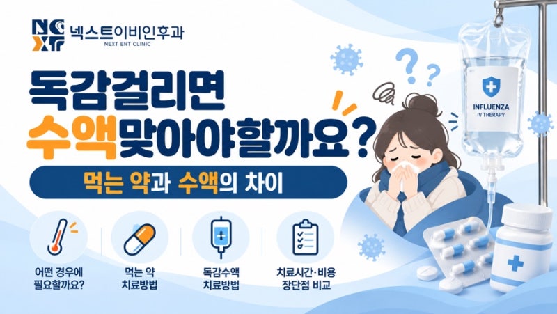 독감 걸리면 수액 맞아야 할까? 먹는 약과 독감수액 차이 총정리 독감수액비용 | 마곡동 이비....