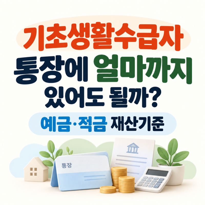 기초생활수급자 통장잔액 얼마까지?｜예금·적금도 재산으로 잡힐까?
