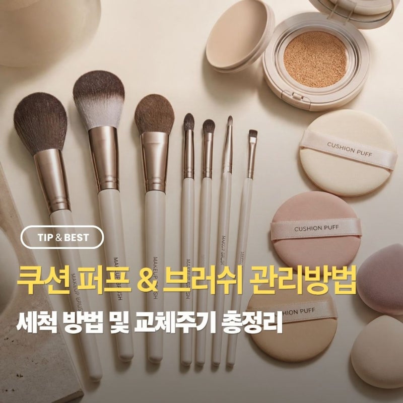 쿠션퍼프 브러쉬 세척방법 교체주기 관리법까지 알아보기