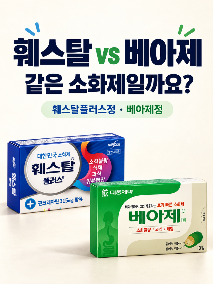 훼스탈 VS 베아제, 같은 소화제인데 뭐가 다를까?