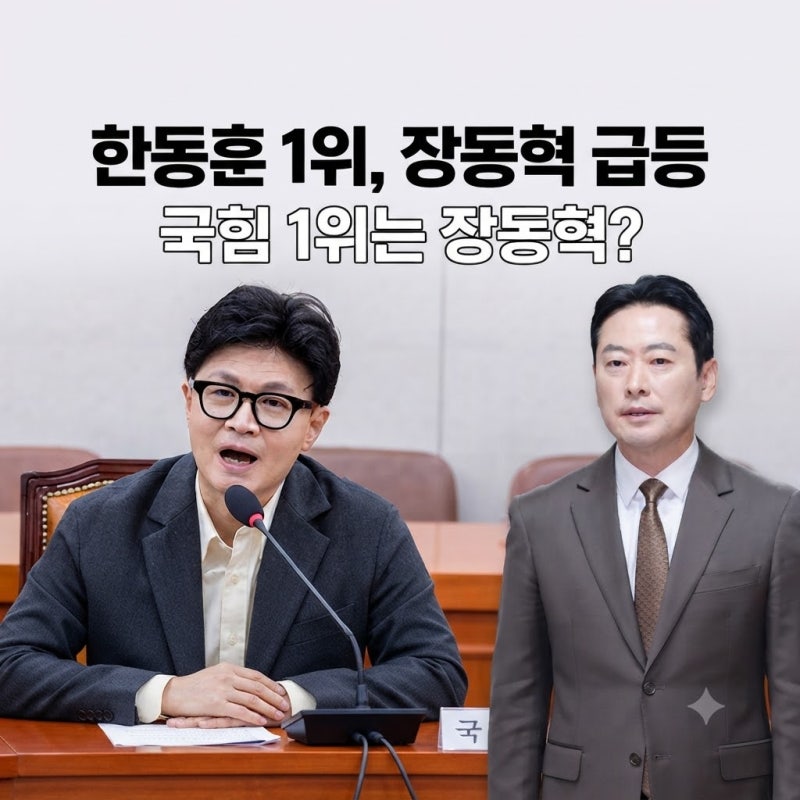 한동훈 1위인데 장동혁이 더 올랐다…국민의힘 복당 여론까지 뒤집힌 이유