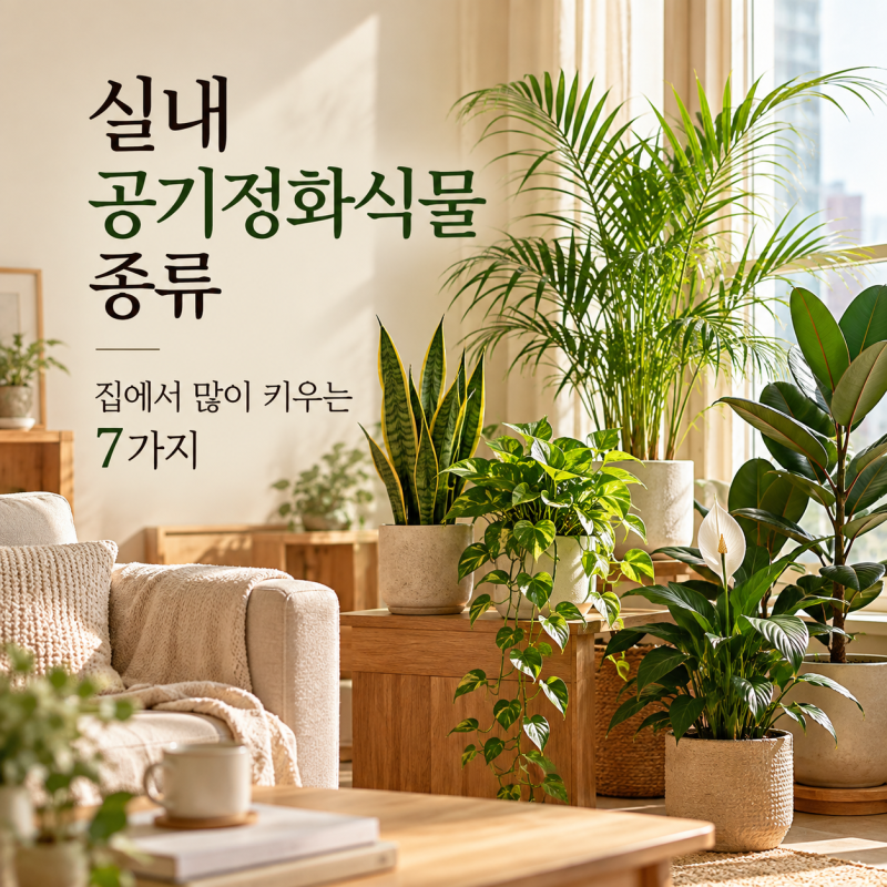 실내 공기정화식물 종류, 집에서 많이 키우는 7가지