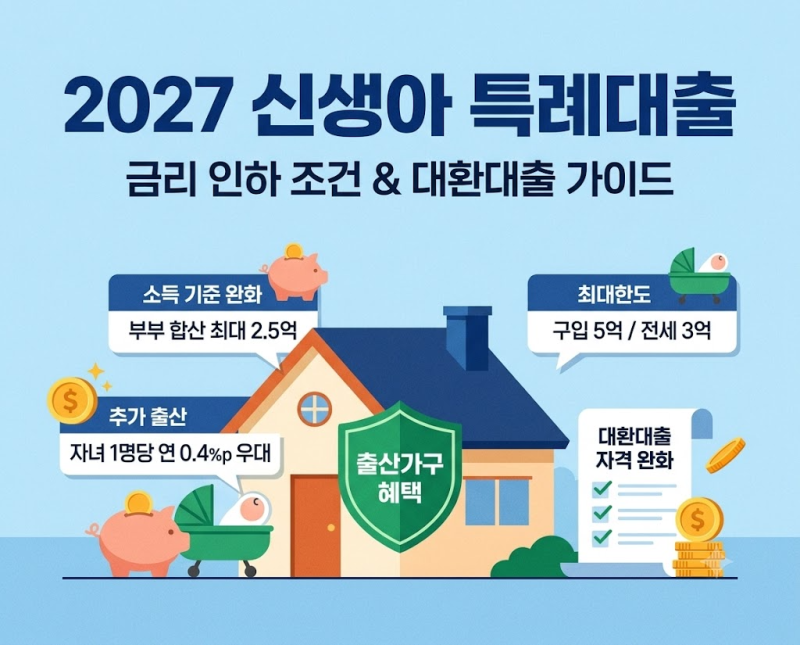 2027년 신생아 특례대출 금리 인하 조건, 대환대출 자격 완벽 가이드