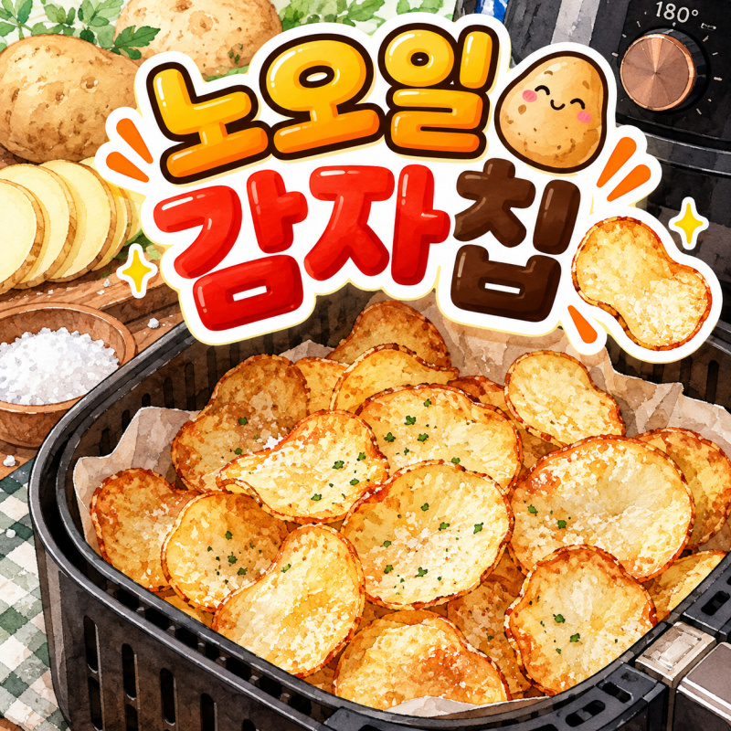 에어프라이어 감자칩 만들기｜기름 없이 감자 하나로 바삭하게